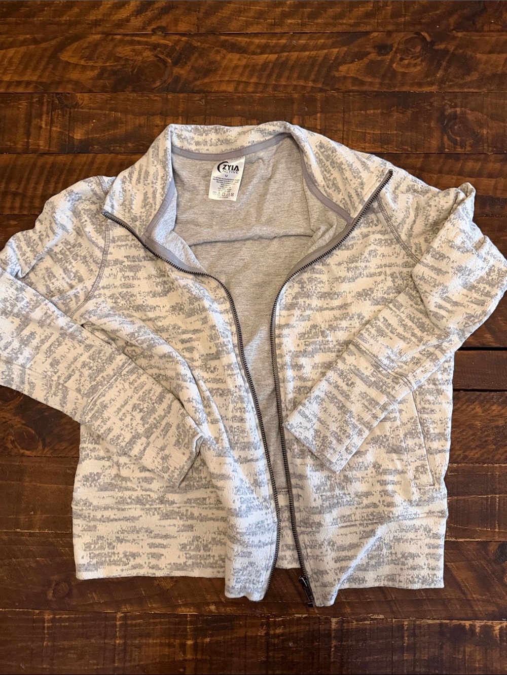 Zyla Light Gray Marled Zip-Front Jacket